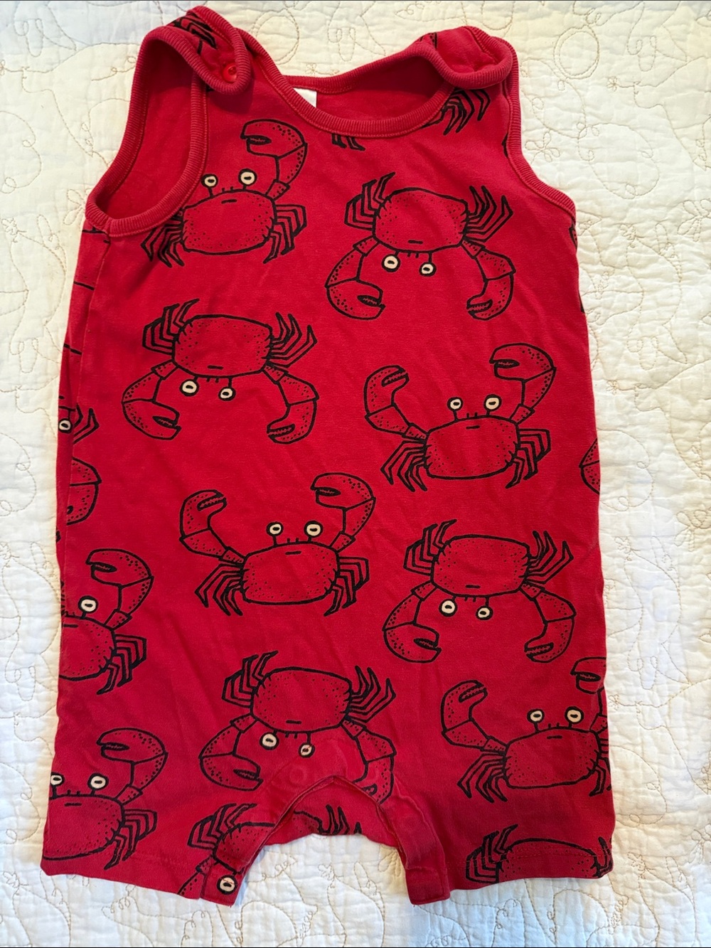 Hanna Andersson Red Crab Print Kids Romper